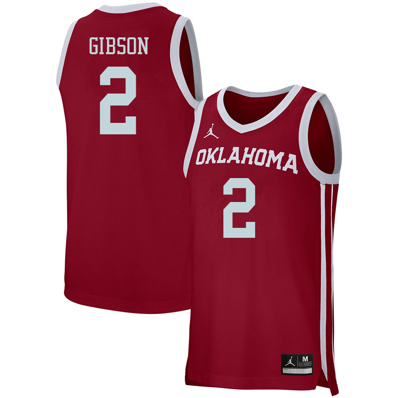 Oklahoma Sooners #2 Umoja Gibson College Basketball Jerseys Sale-Crimson